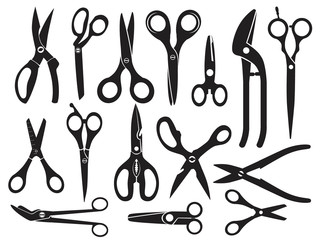 Poster - Monochrome pictures with different type of scissors