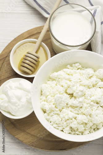 Dairy Products Cottage Cheese Yoghurt Sour Cream Milk Honey
