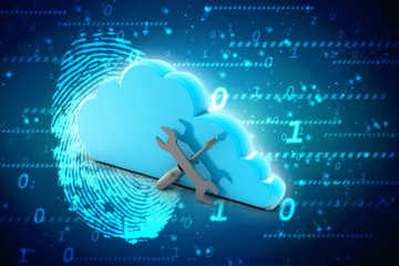 Poster - 3d illustration Wrench and screwdriver on cloud, service concept 
