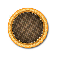 Blank brown circle of Embroidered patch work for vector graphic design concept idea