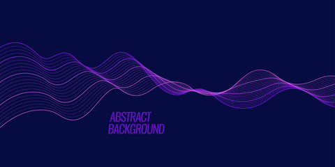 Wall Mural - Vector abstract background with a colored dynamic waves, line and particles.