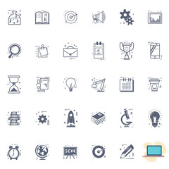 Wall Mural - Doodle Icons - startup, painted flat style.