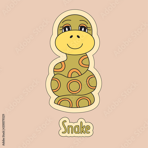 Poster Cartoon snake, symbol of the Chinese horoscope 2025 year