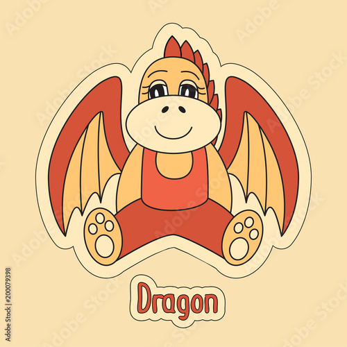 Poster Dragon, cartoon symbol of the Chinese horoscope 2024 year