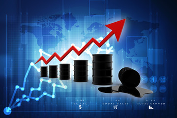 Poster - 3D rendering oil text with graph
