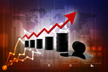 Poster - 3D rendering oil text with graph
