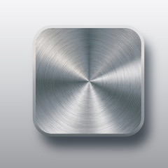 Leinwandbilder - Metal blank button template with chrome texture, realistic shadow and light background for web user interfaces, banners, UI, applications and apps. Abstract metal geometric shape, rectangle badge