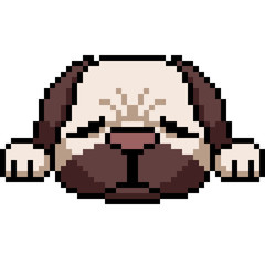 Poster - vector pixel art pug dog