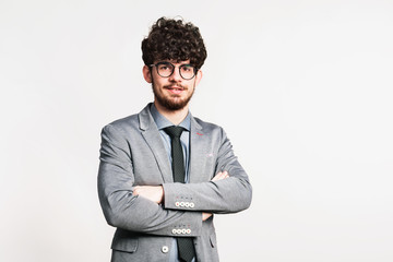 Wall Mural - Portrait of a young man in a studio.