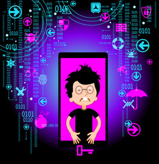 Poster - Adolescent and virus in laptop