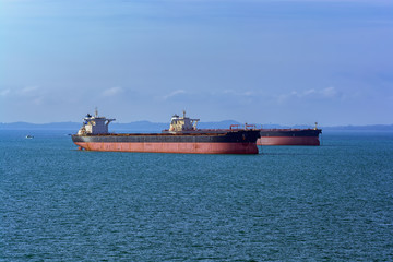 Poster - Cargo vessels in Singapore outer anchorage.