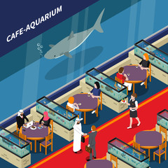 Sticker - Cafe Aquarium Isometric Composition