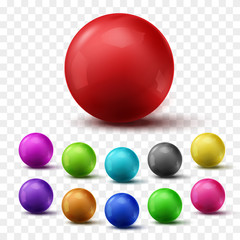 Poster - Set of colorful glossy spheres isolated on transparent background. Vector balls.