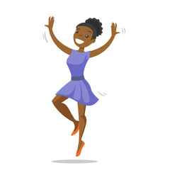 Sticker - African-american woman energetically dancing. Young cheerful woman dancing. Healthy lifestyle, body care and sport concept. Vector cartoon illustration isolated on white background. Square layout.