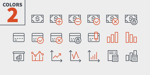 Fototapete - Financial Pixel Perfect Well-crafted Vector Thin Line Icons 48x48 Ready for 24x24 Grid for Web Graphics and Apps with Editable Stroke. Simple Minimal Pictogram Part 3
