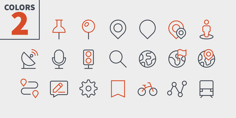 Poster - Location Pixel Perfect Well-crafted Vector Thin Line Icons 48x48 Ready for 24x24 Grid for Web Graphics and Apps with Editable Stroke. Simple Minimal Pictogram Part 1