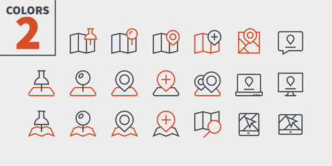 Poster - Location Pixel Perfect Well-crafted Vector Thin Line Icons 48x48 Ready for 24x24 Grid for Web Graphics and Apps with Editable Stroke. Simple Minimal Pictogram Part 2