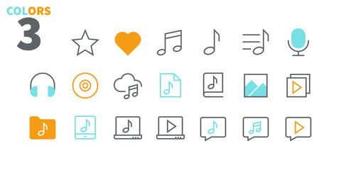 Poster - Audio Video Pixel Perfect Well-crafted Vector Thin Line Icons 48x48 Ready for 24x24 Grid for Web Graphics and Apps with Editable Stroke. Simple Minimal Pictogram Part 3