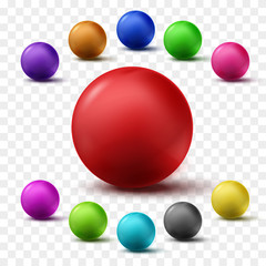 Poster - Set of colorful glossy spheres isolated on transparent background. Vector balls.