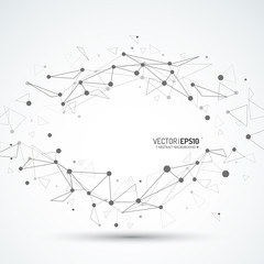 Aufkleber - Wireframe vector sphere. Digital abstract background. Connection with lines and dots. Hi tech technology illiustration