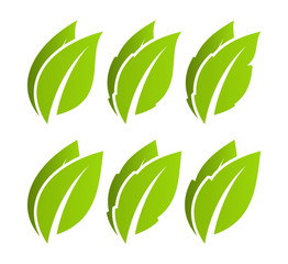 Sticker - Green leaf set. Eco