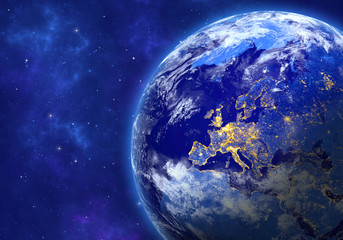 Wall Mural - planet earth in space. europe, part of asia and africa. elements of this image furnished by nasa. 3d