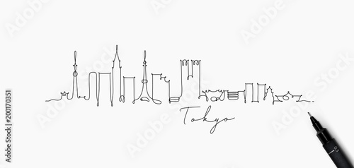 Mata magnetyczna Tokyo linii pióra sylwetka