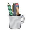 pencil holder with writing tools icon over white background, colorful design. vector illustration