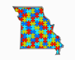 Wall Mural - Missouri MO Puzzle Pieces Map Working Together 3d Illustration