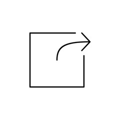 Poster - the exit sign of an arrow from a square icon. Element of simple icon for websites, web design, mobile app, info graphics. Thin line icon for website design and development