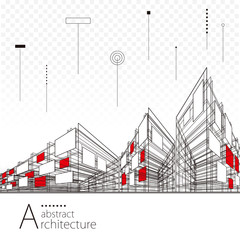 Poster - Architecture creative city building perspective lines, modern urban architecture abstract background.  