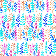  Colorful vintage pattern with watercolor branches