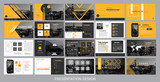 Fototapeta  - presentation template for promotion, advertising, flyer, brochure, product, report, banner, business, modern style on black and yellow color background. vector illustration
