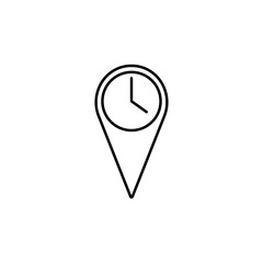 Poster - clock in pin icon. Element of simple icon for websites, web design, mobile app, info graphics. Thin line icon for website design and development, app development