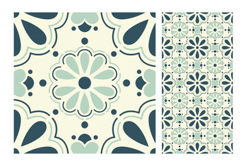 Wall Mural - vintage tiles patterns antique seamless design in Vector illustration