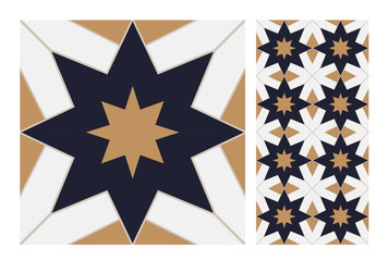Wall Mural - vintage tiles patterns antique seamless design in Vector illustration