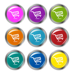 shopping cart button icon set