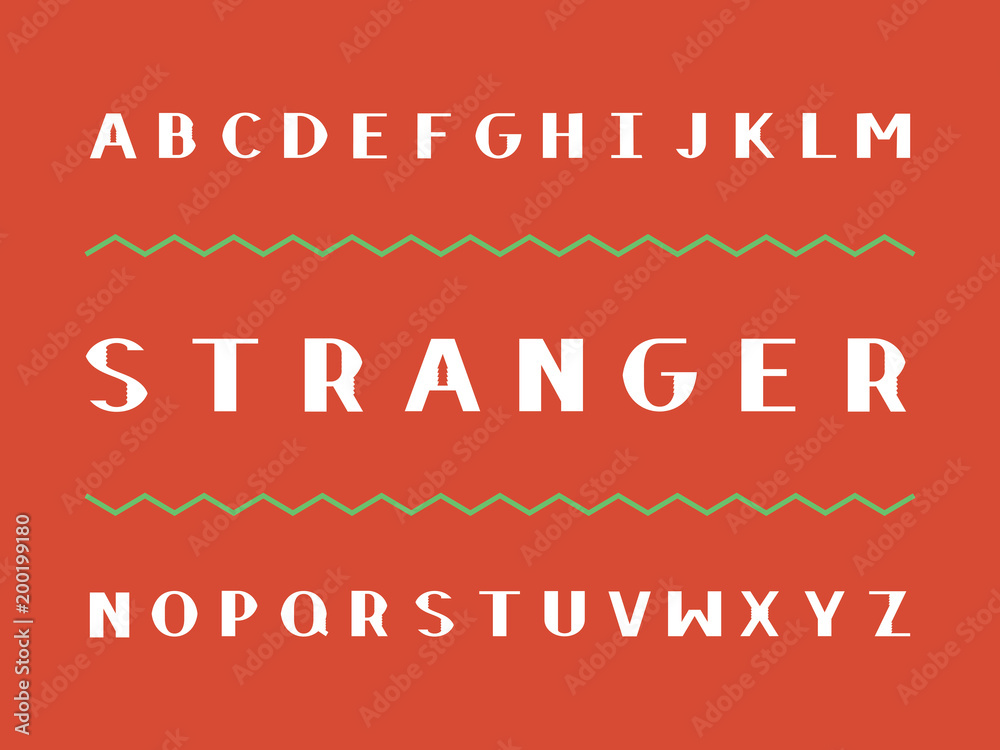 Stranger Text Styles Stranger bold font. Vector alphabet Stock Vector | Adobe Stock