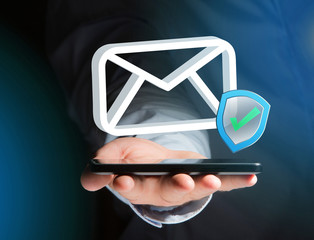 Poster - Approved and verified Email symbol displayed on a futuristic interface - Message and internet concept