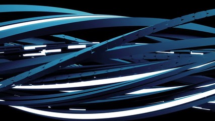 Poster - 3d render abstract background. Technology concept. Random rectangular line are twisted. Glow elements. Loopable animation