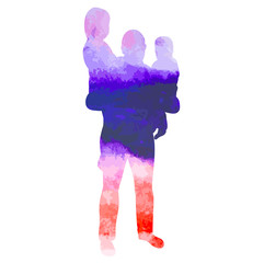 Canvas Print - vector, isolated watercolor silhouette family