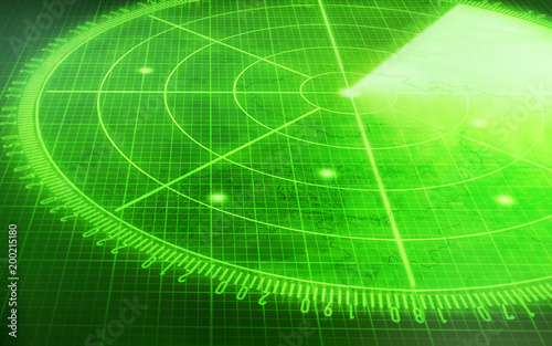Cuadros en Lienzo Green radar screen with targets
