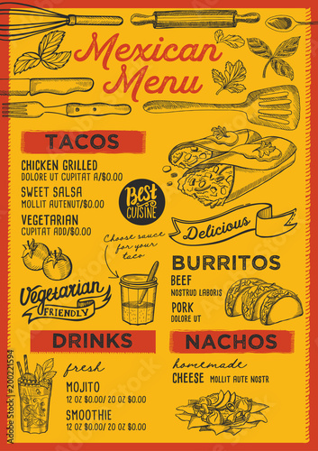 mexican restaurant menu vector food flyer for bar and cafe design mexican food flyer