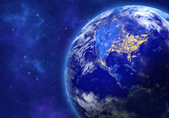 Wall Mural - planet earth in space. north and south america. elements of this image furnished by nasa. 3d renderi