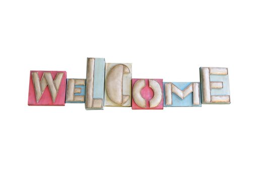 Colorful isolated welcome sign