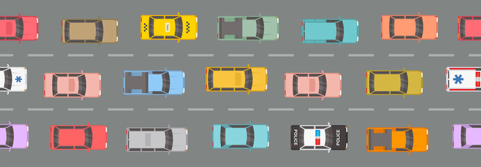 Wall Mural - Highway Traffic Jam Top View