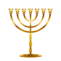 Menorah. Jewish symbol. Vector golden icon.