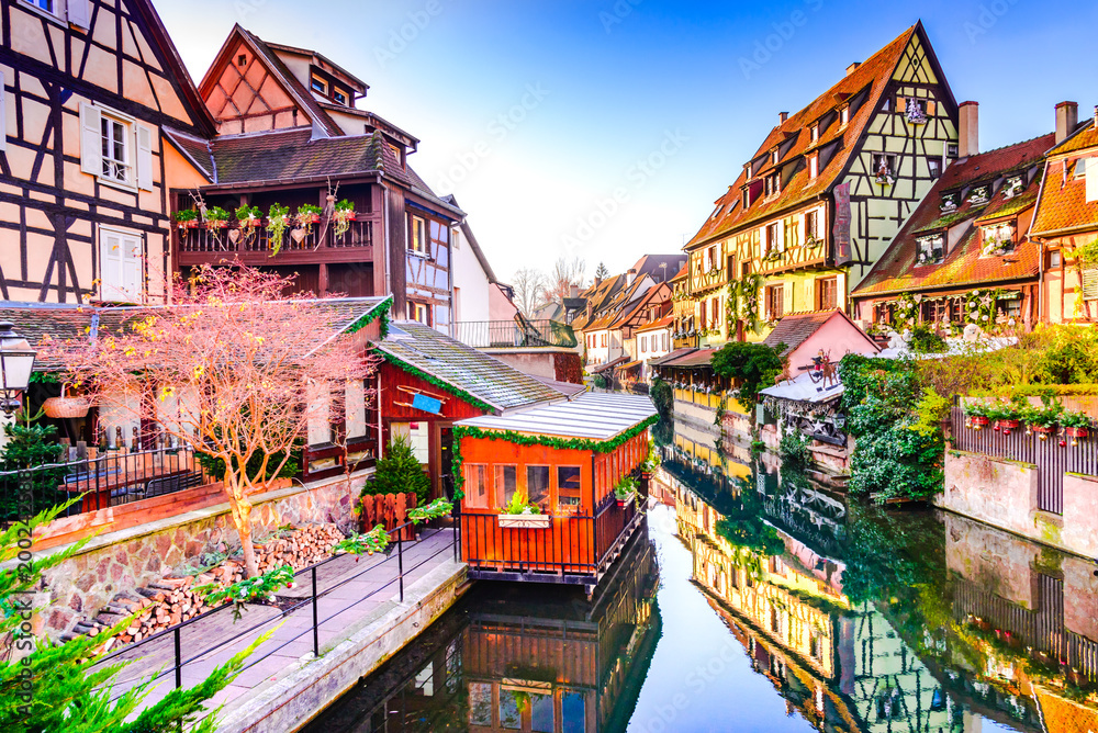 Colmar, Alsace, France - Little Venice - obrazy, fototapety, plakaty 
