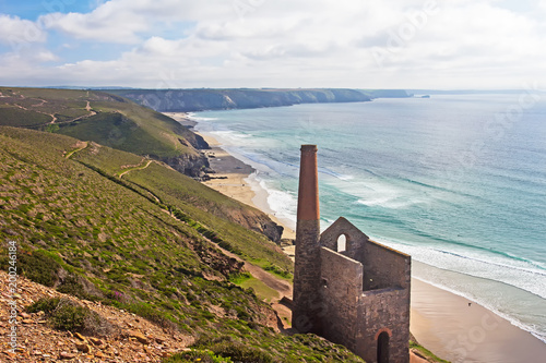 Fotomural Cornish coast with abandoned tin mine