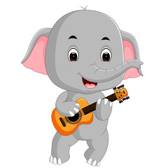 Canvas Print - elephant playing guitar